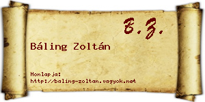 Báling Zoltán névjegykártya
